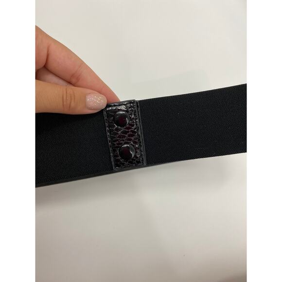 Bebe Womens Black Pleather Elastic Stretch Belt Rockstud Fashion Size M/L - Picture 6 of 7